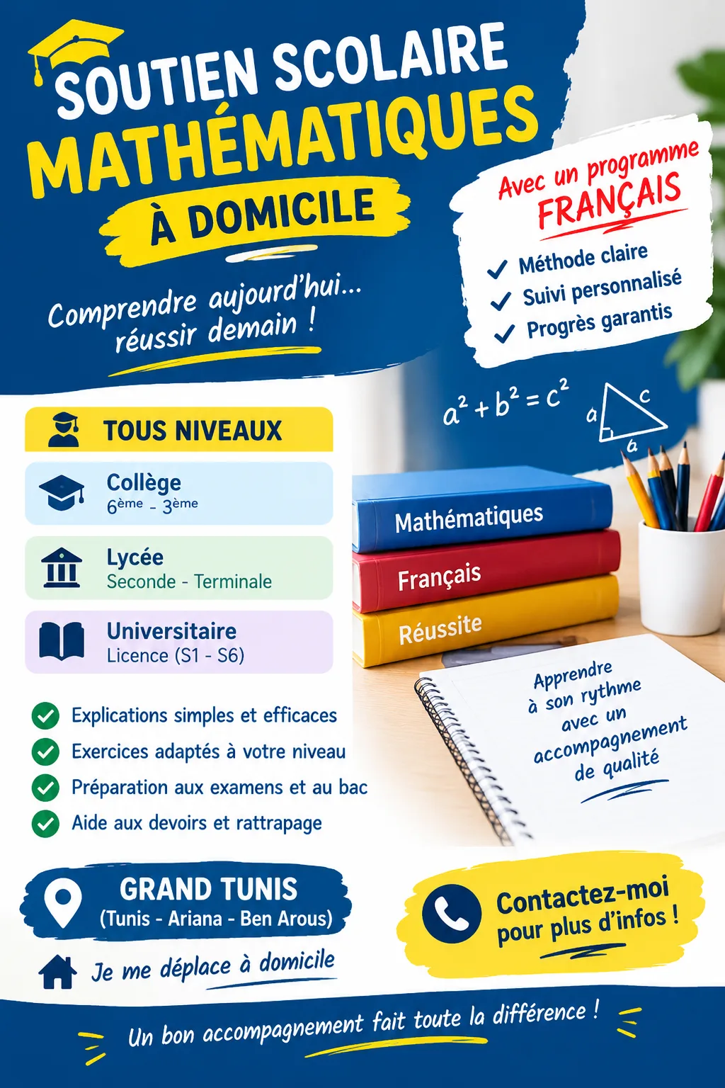 Soutien scolaire en mathématiques selon le programme français