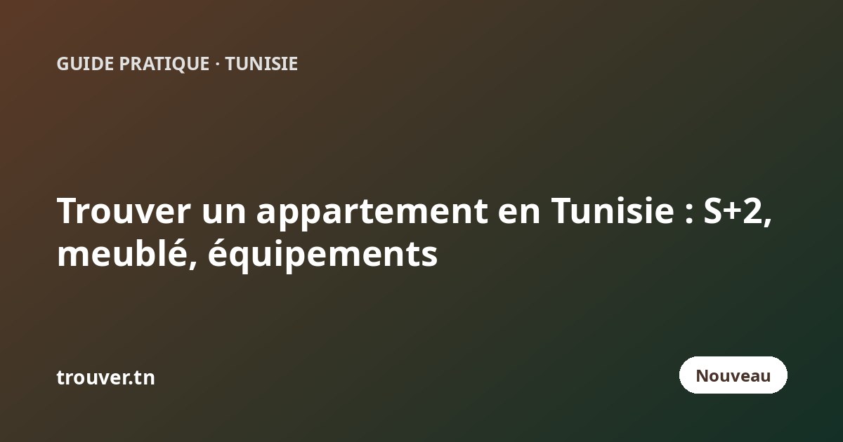 Trouver un appartement en Tunisie : S+1, S+2, meublé… filtrer par chambres et équipements