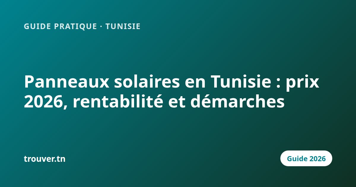 Panneaux solaires en Tunisie : prix 2026, rentabilité et démarches