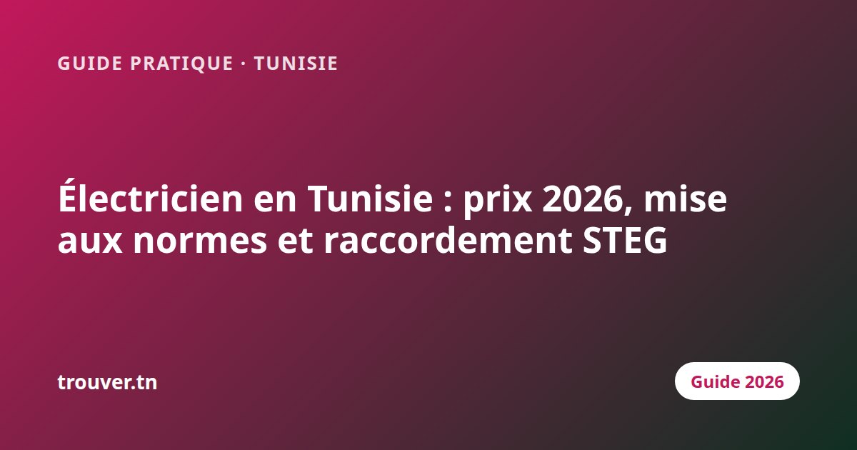 Électricien en Tunisie : prix 2026, mise aux normes et raccordement STEG