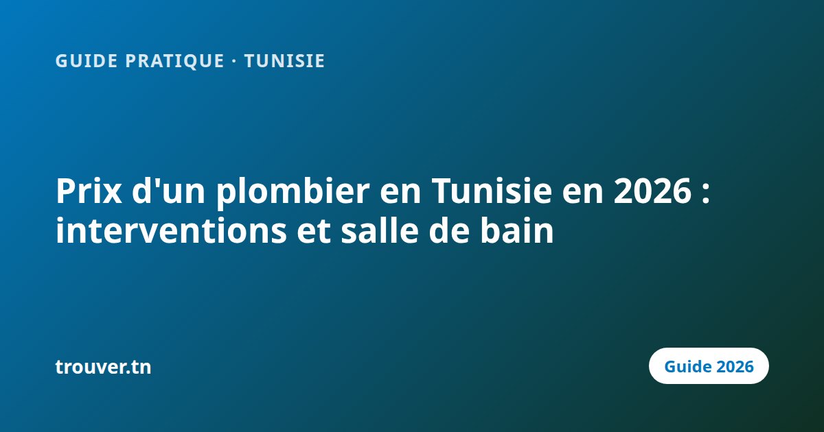 Prix d'un plombier en Tunisie en 2026 : interventions et salle de bain